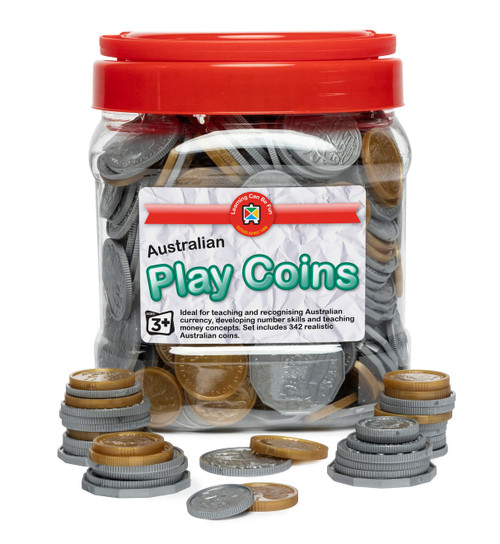 Learning Can Be Fun -  Play Money - Australian Coins in Jar 342pc