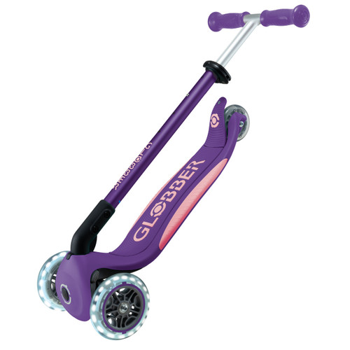 Globber - PRIMO FOLDABLE PLUS Scooter with Lights - Purple/Pastel Pink **Damaged Packaging** Globber - PRIMO FOLDABLE PLUS Scooter with Lights - Purple/Pastel Pink **Damaged Packaging**