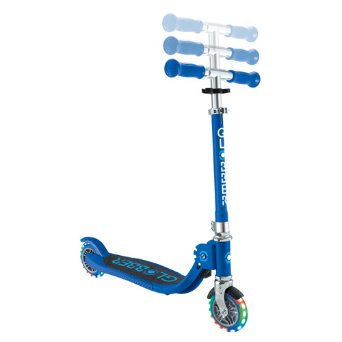 Globber FLOW FOLDABLE JUNIOR with Lights - Navy Blue/ Sky Blue