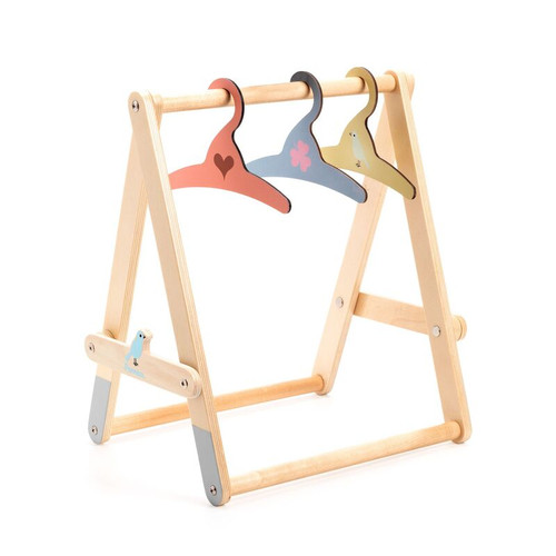 Djeco - Pomea Collection - Doll's Clothing Rack with Hangers