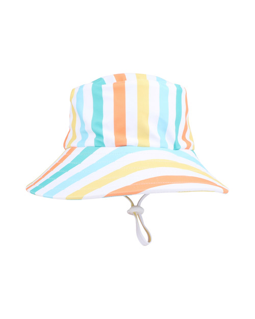 Minihaha - Luca Stripe Swim Hat with Quick Release Neck Tie
