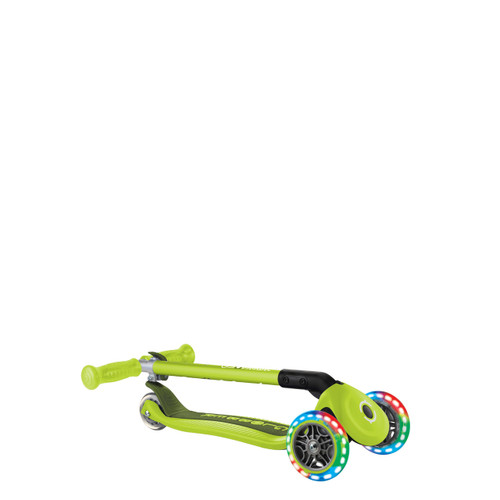 Globber PRIMO FOLDABLE LIGHTS: 3 Wheel Scooter - Lime Green