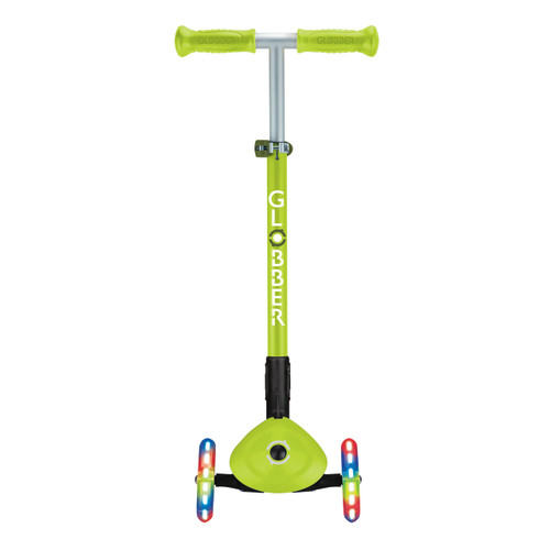 Globber PRIMO FOLDABLE LIGHTS: 3 Wheel Scooter - Lime Green