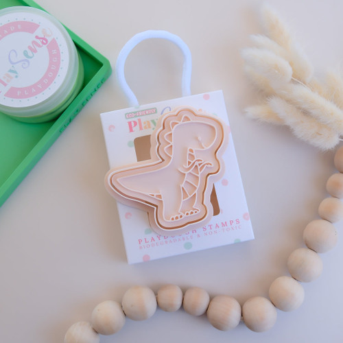 Play Sense - Eco Playdough Stamp - T-Rex Beige