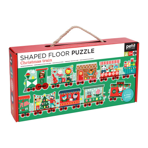 Petit Collage 30pc - Christmas Train Shaped Floor Puzzle