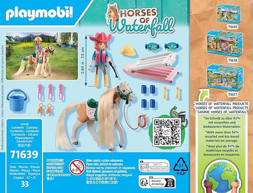 Playmobil - Horses of Waterfall - Ellie and Horse Pinto with Hair Accessories 71639