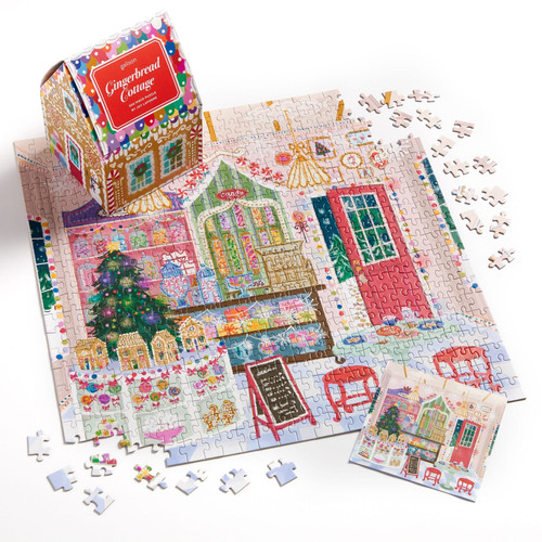 Galison 500pc - Joy Laforme Gingerbread Cottage Puzzle in a House