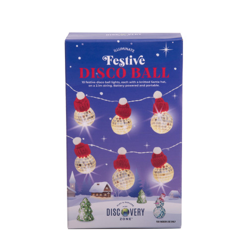 Discovery Zone - Illuminate String Lights Christmas Hat Disco Ball