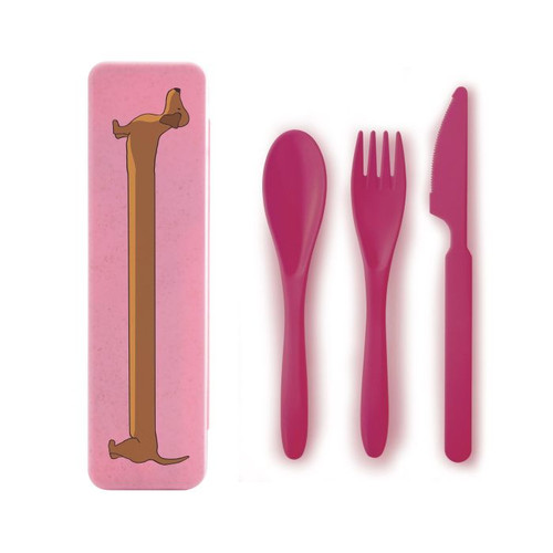 The Dog Collective - Wheat Straw Cutlery Set - Pink