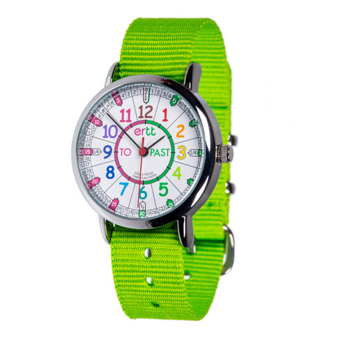 EasyRead Time Teacher Past & To Watch -  Rainbow Face with Lime Strap