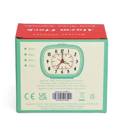 Rex London - Retro Alarm Clock - Blue