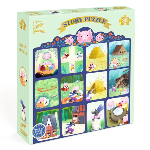 Djeco - The Three Little Pigs Story Puzzle - 35pc