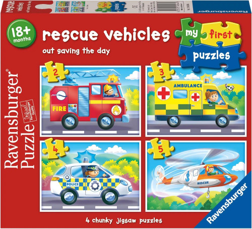 Ravensburger - My First Puzzles - Rescue Vehicles 2, 3, 4, 5 pc Puzzles