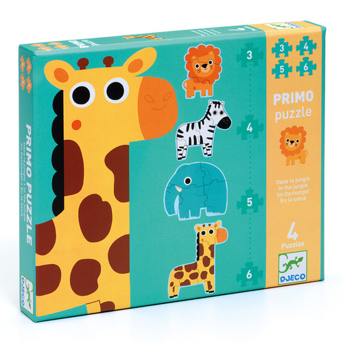 Djeco - Jungle 3,4,5,6pc Giant Progressive Puzzle