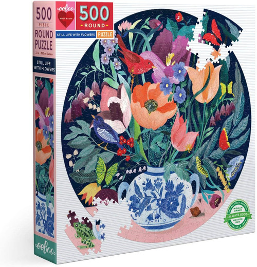 eeBoo 500pc - Still Life with Flowers Round Puzzle