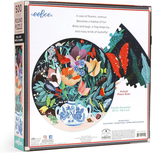 eeBoo 500pc - Still Life with Flowers Round Puzzle