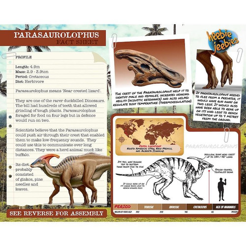 Heebie Jeebies - 3D Wooden parasaurolophus Model Kit