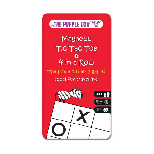 The Purple Cow - Magnetic Travel Game - 4 In A Row & Tic Tac Toe