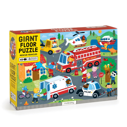 Mudpuppy 48pc - Rescue Vehicles Floor Puzzle