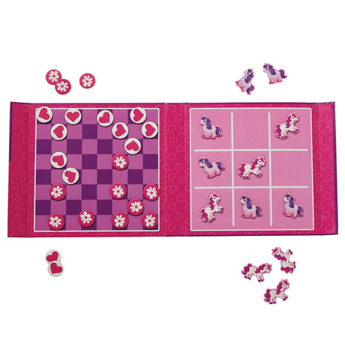 Crocodile Creek - Magnetic Game - Tic Tac Toe & Checkers - Unicorn