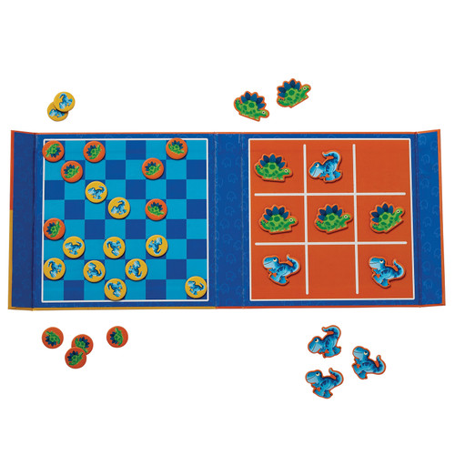 Crocodile Creek - Magnetic Game - Tic Tac Toe & Checkers - Dino