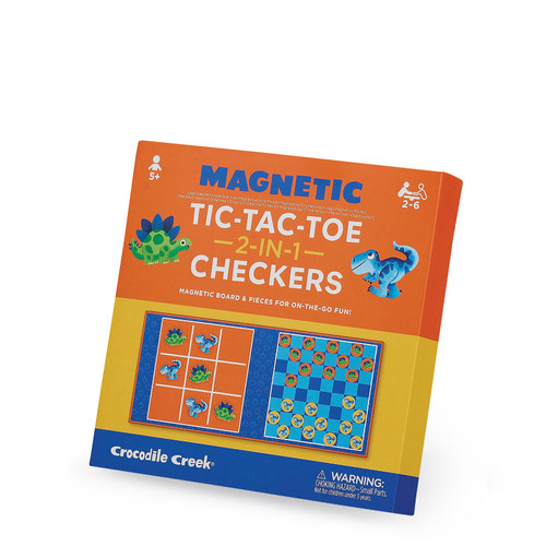 Crocodile Creek - Magnetic Game - Tic Tac Toe & Checkers - Dino
