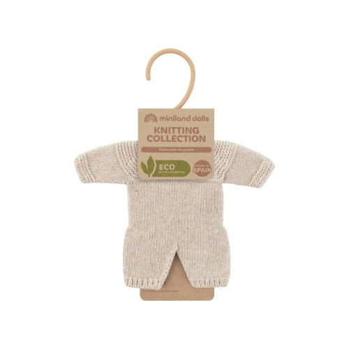 Miniland Clothing 21cm - Eco Knitted Doll Pyjamas - Beige