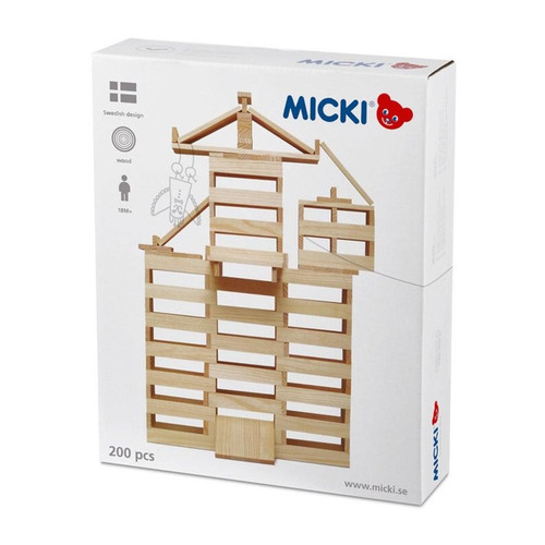 Micki - Wooden Natural Building Planks, 200 pcs