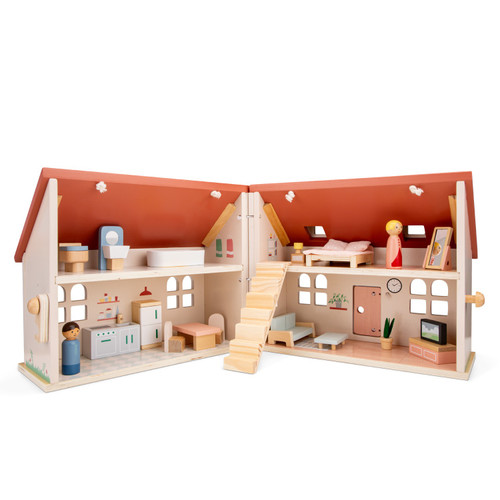Woet by New Classic Toys - Folding Doll's House with Furniture