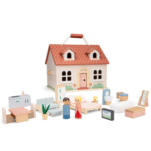 Woet by New Classic Toys - Folding Doll's House with Furniture