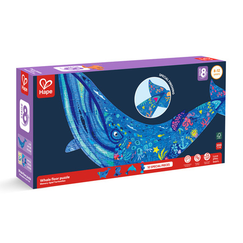 Hape - 200pc Humpback Whale Shimmer Floor Puzzle