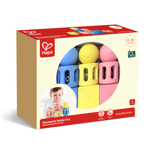Hape - Geometric Rattle Trio 9pcs
