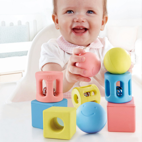 Hape - Geometric Rattle Trio 9pcs
