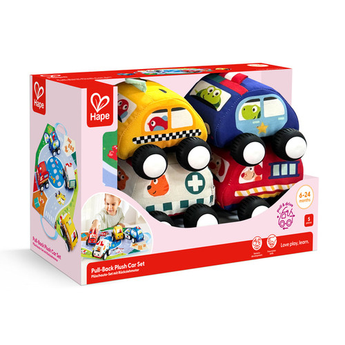 Hape - Pull-Back Plush Car Set