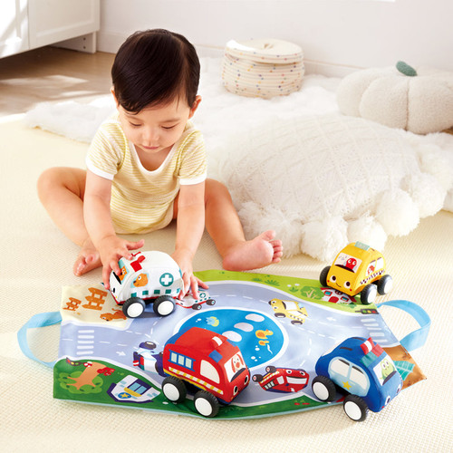 Hape - Pull-Back Plush Car Set