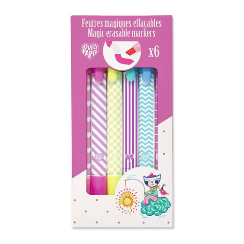 Djeco - Patterned Magic Erasable Markers 6pk