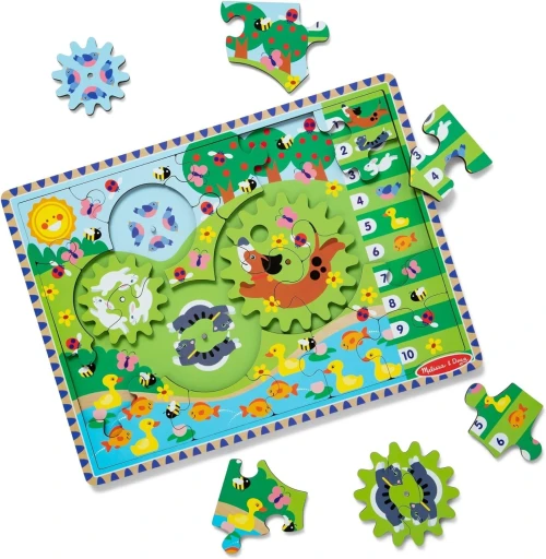 Melissa & Doug -  Wooden Animal Chase Gear Puzzle