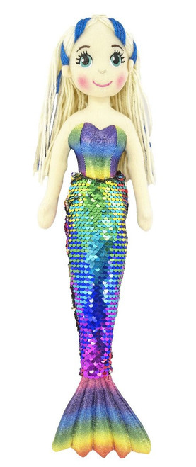 Cotton Candy - 45cm EVELYN Blue Rbw Flip Sequined Tail Mermaid