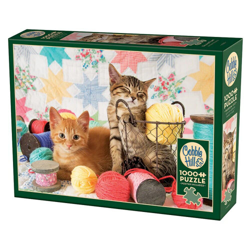 Playful kittens with yarn 1000 piece jigsaw puzzle featuring cute cats and colourful wool by Cobble Hill