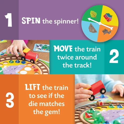 Peaceable Kingdom - 'Round the Mountain - The Colour Matchin' Gem Collectin' Train  Cooperative Board Game for Kids