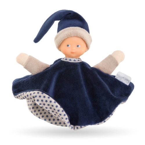 Corolle Tidoudou Marine Rêves d'Étoiles baby comforter doll with soft navy blanket and sleep hat