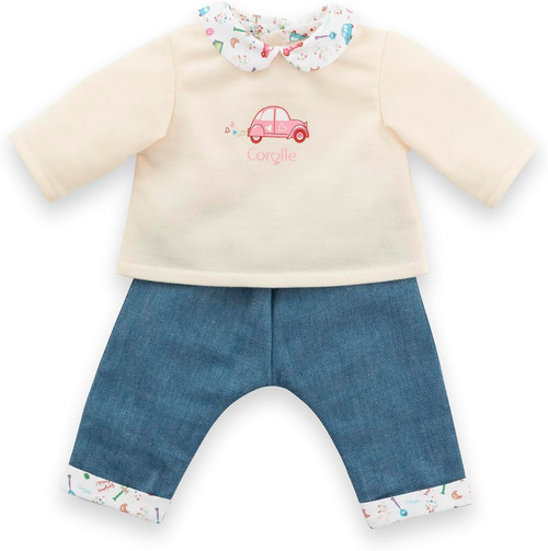 Weekend in Paris t-shirt and jeans outfit for 36cm Mon Grand Corolle baby dolls
