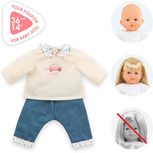 Corolle - Weekend in Paris T-Shirt and Jeans Set for Corolle 36cm Mon Grand Baby Dolls