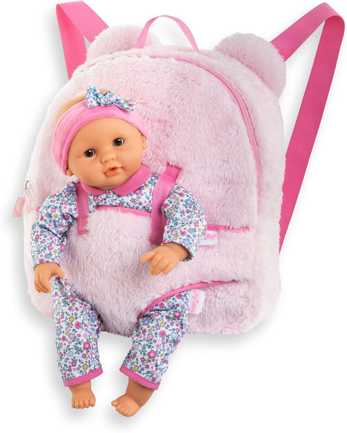 Corolle - Pink Plush Backpack and Doll Carrier for Mon Premier 30cm Baby Doll