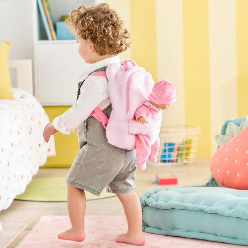 Corolle - Pink Plush Backpack and Doll Carrier for Mon Premier 30cm Baby Doll