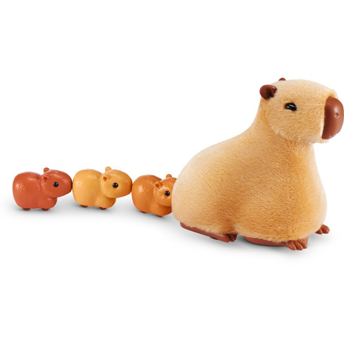 ZURU Pets Alive Mama Capybara and Baby Surprise interactive walking toy with bathtub, baby capybaras and magic magnet duck