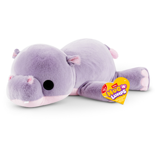 ZURU Hug-a-Lumps Harley the Hippo weighted fluffy plush toy in soft purple, medium 1.3kg sensory plush for kids aged 3+