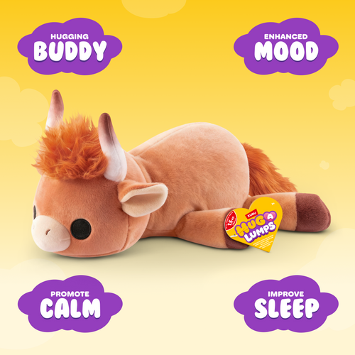 ZURU - Hug-a-Lumps Weighted Fluffy Plush Medium 1.3Kg - Holly The Highland Cow