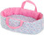 Floral carry bed accessory for 30cm Mon Premier Corolle baby dolls with pink handles and padded interior
