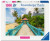 Ravensburger Colourful Bridge in Malaysia 1000 piece puzzle featuring tropical beach, palm trees and turquoise walkway
